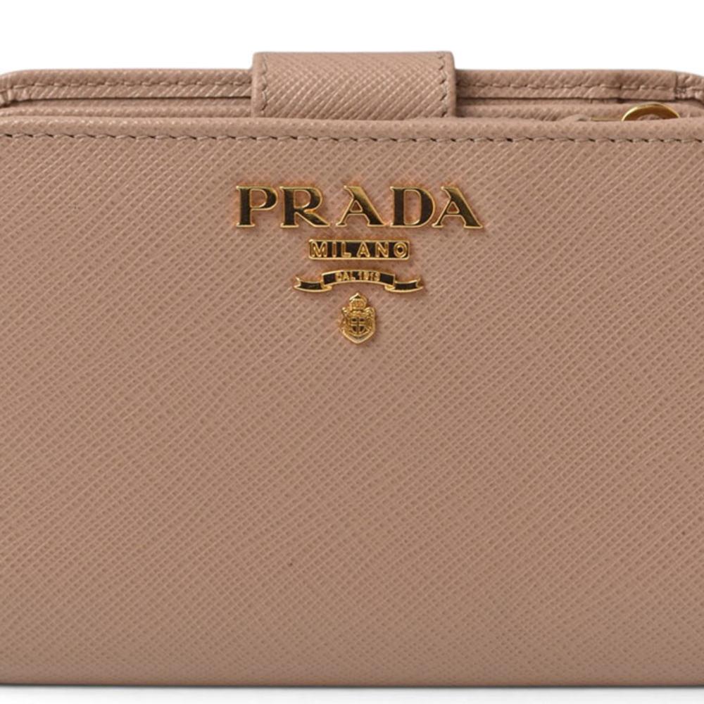 Prada wallet, PRADA bi-fold wallet for women, 1ML018 CIPRIA, pink beige, Saff...